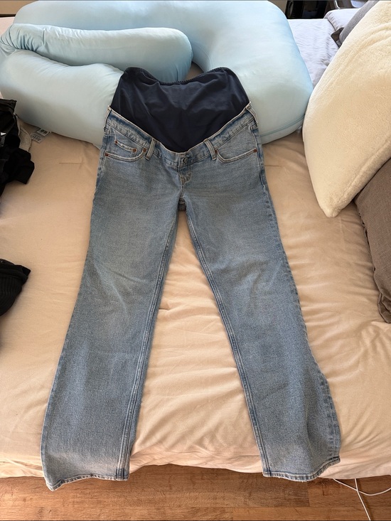 Abercrombie & Fitch Denim - Light Blue Maternity Jeans with Black Panel - Women's Stretch Denim